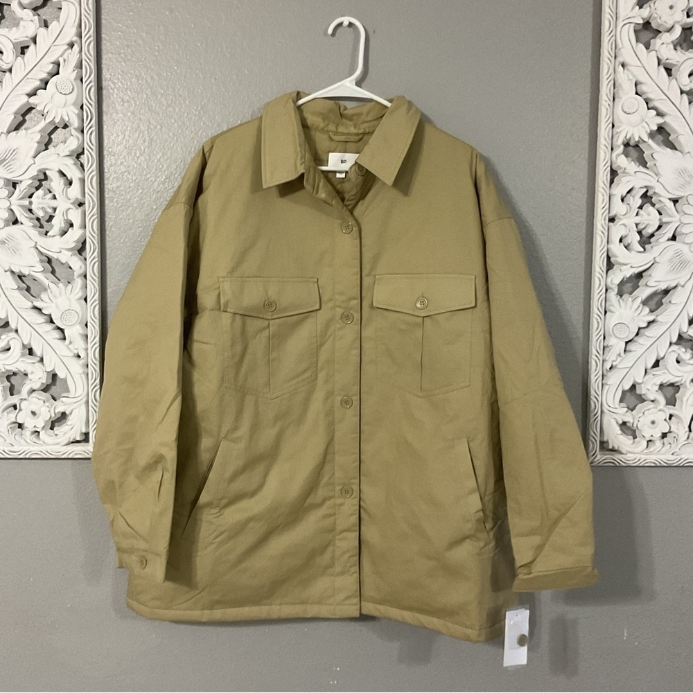 BP Quilted Lining Trucker Jacket Women XL "Tan Grove" Front Pockets NWT